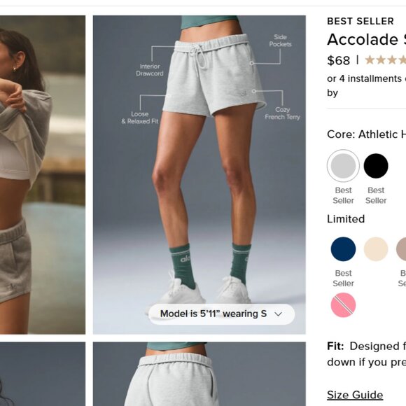 ALO Accolade Gray Athletic Shorts - Picture 3 of 3